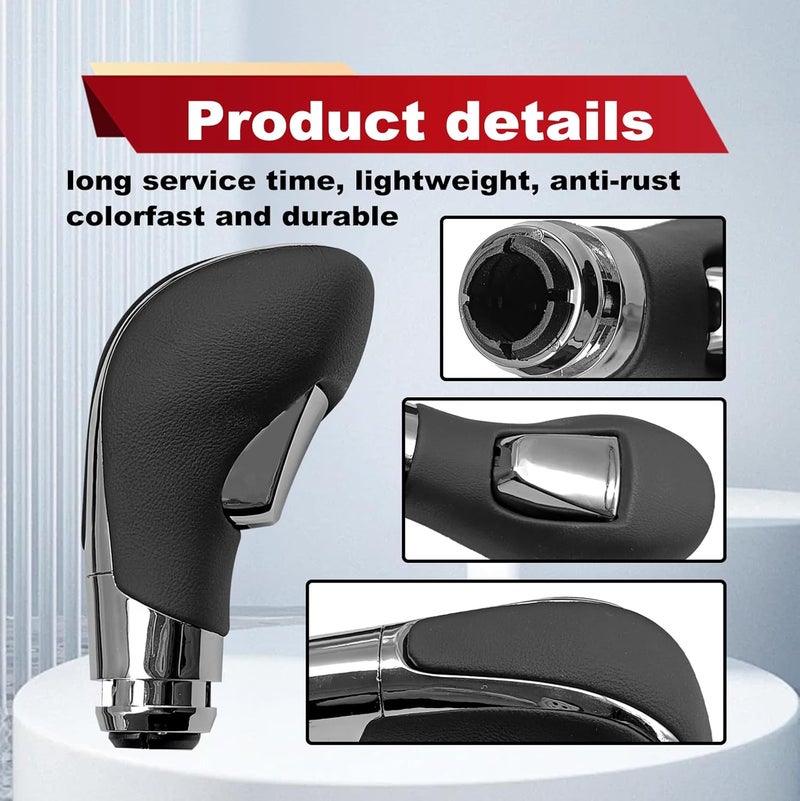 Pleoos Automatic Gear Stick Shift Knob Compatible with 2012-2017 Buick Verano Car Gear Shift Knob Leather Car Stick Lever Gear Shifter Knob Cover Head Handle Lever(Black) - Image 2